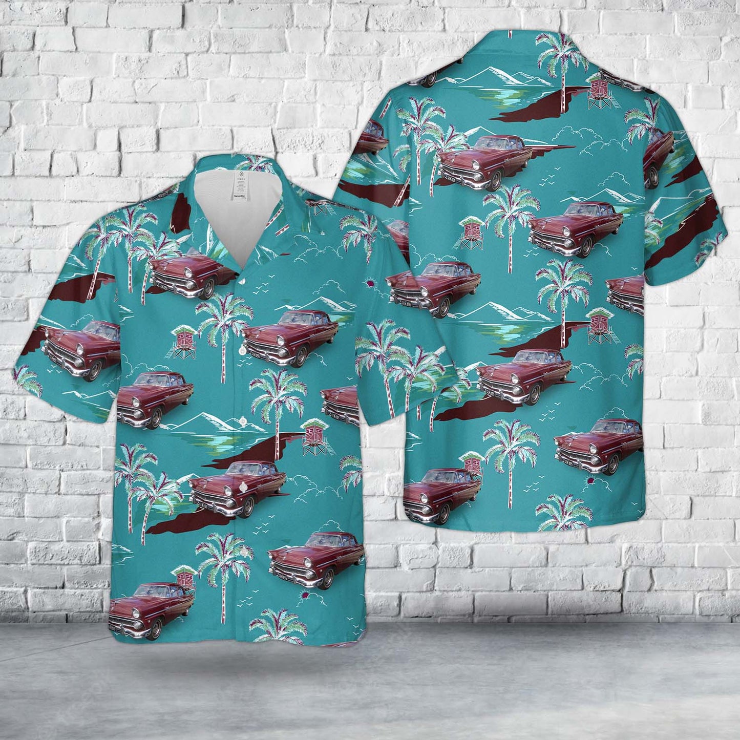 1955 Ford Customline V8 Sedan Hawaiian Shirt
