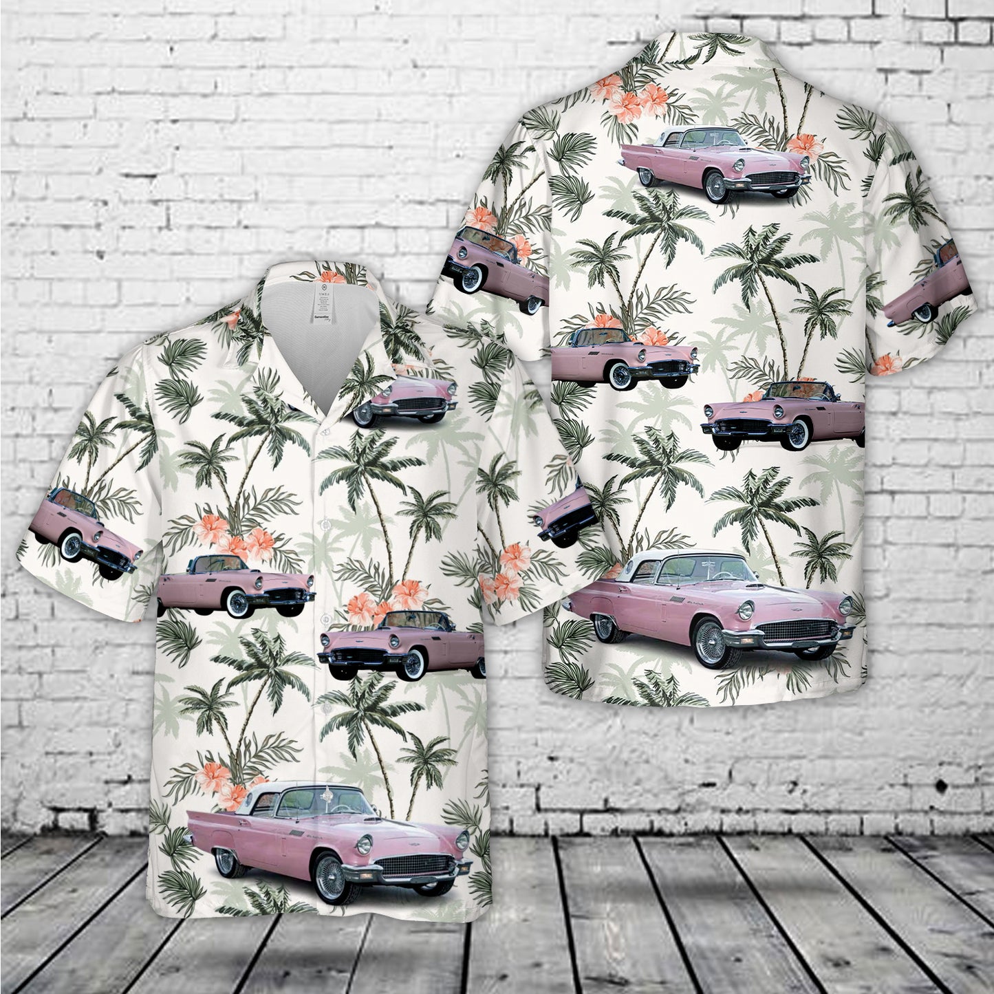 1957 Pink Ford Thunderbird Hawaiian Shirt
