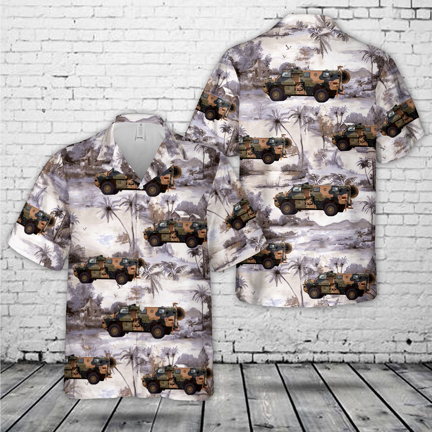 Australian Army soldiers with a Bushmaster armoured Personnel carrier APC Hawaiian Shirt