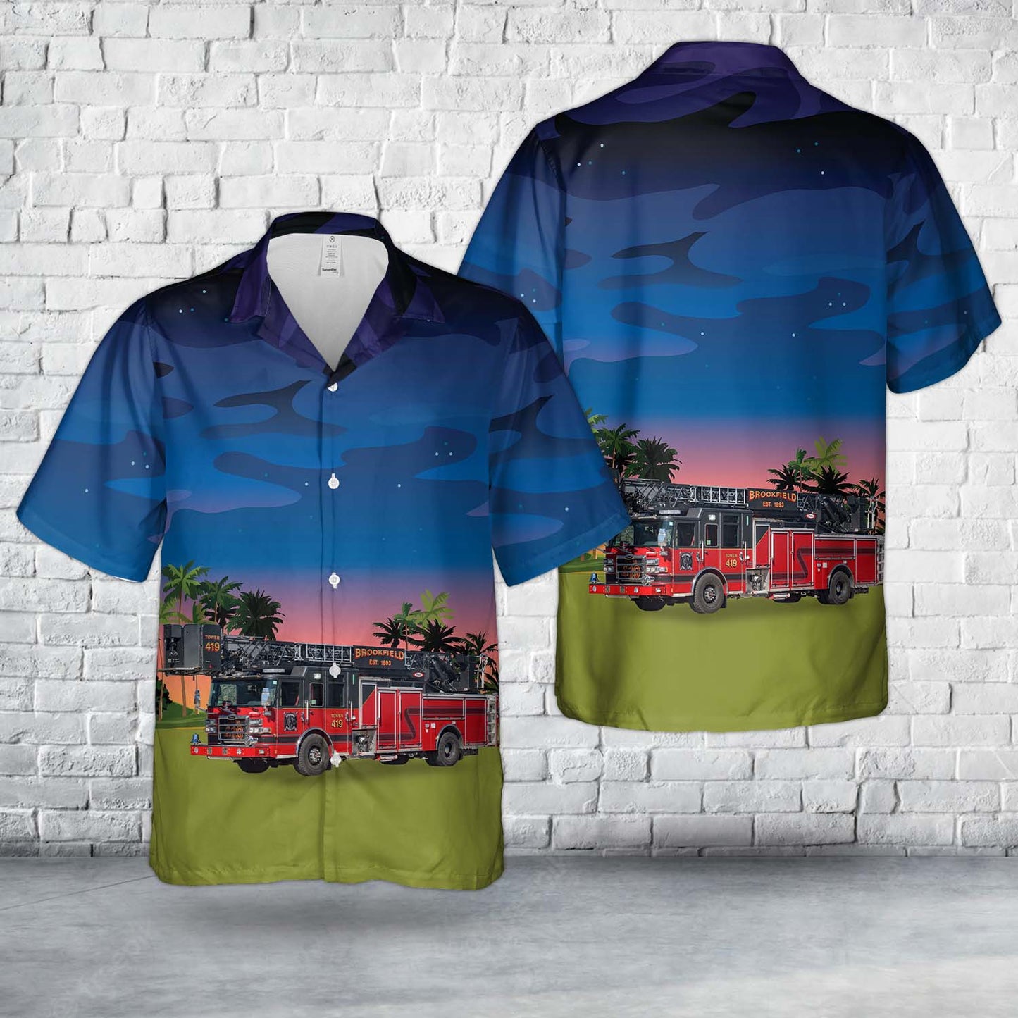 Brookfield Illinois Fire Department Hawaiian Shirt