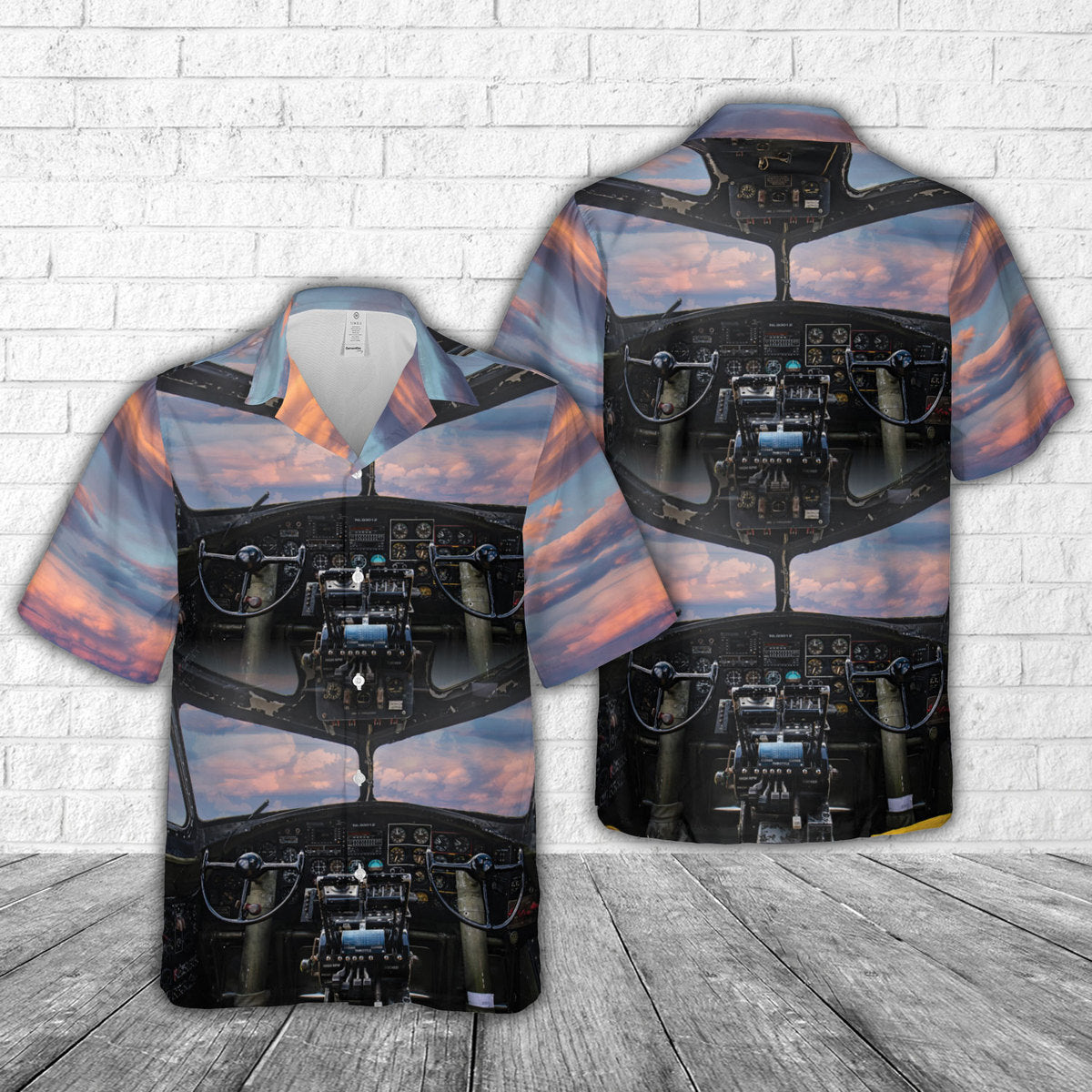 Cockpit of a B-17 Bomber Hawaiian Shirt