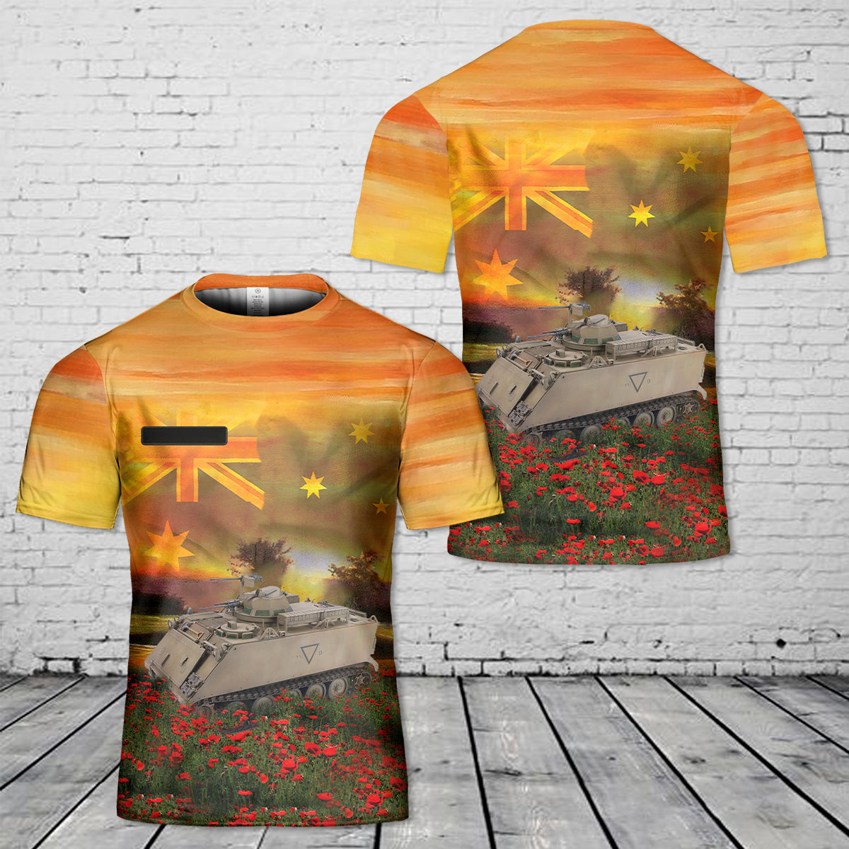 Custom Name Australian Army M113A1 APC w/ T50 turret Vietnam War ANZAC Day Red Poppy T-Shirt 3D