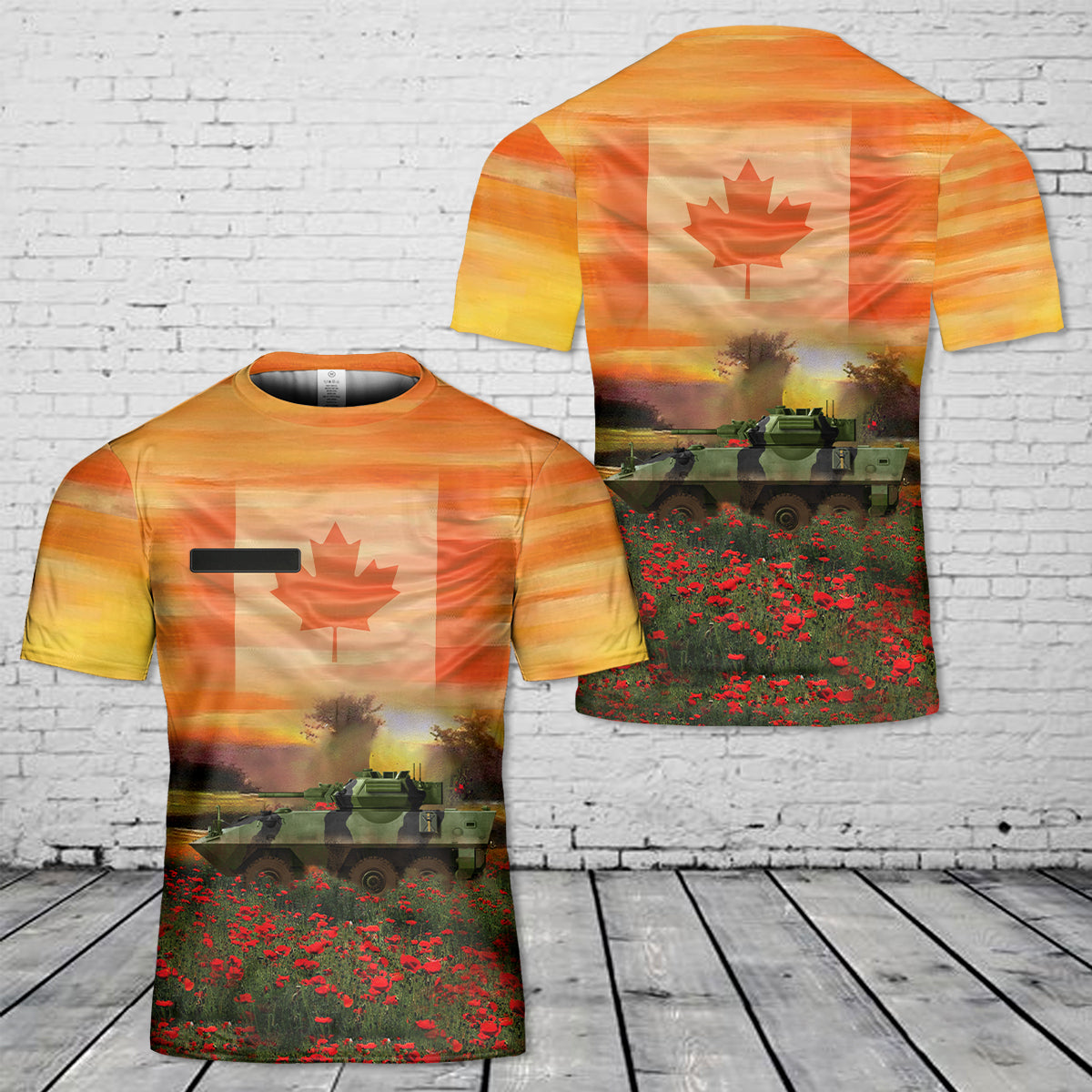 Custom Name Canadian Army AVGP Cougar ANZAC Day Red Poppy T-Shirt 3D