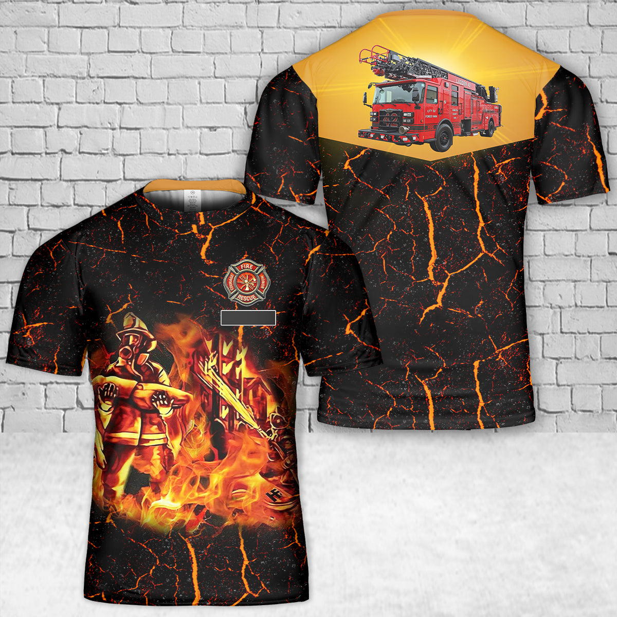Custom Name Cincinnati, Ohio, Forest Park Fire Department T-Shirt 3D