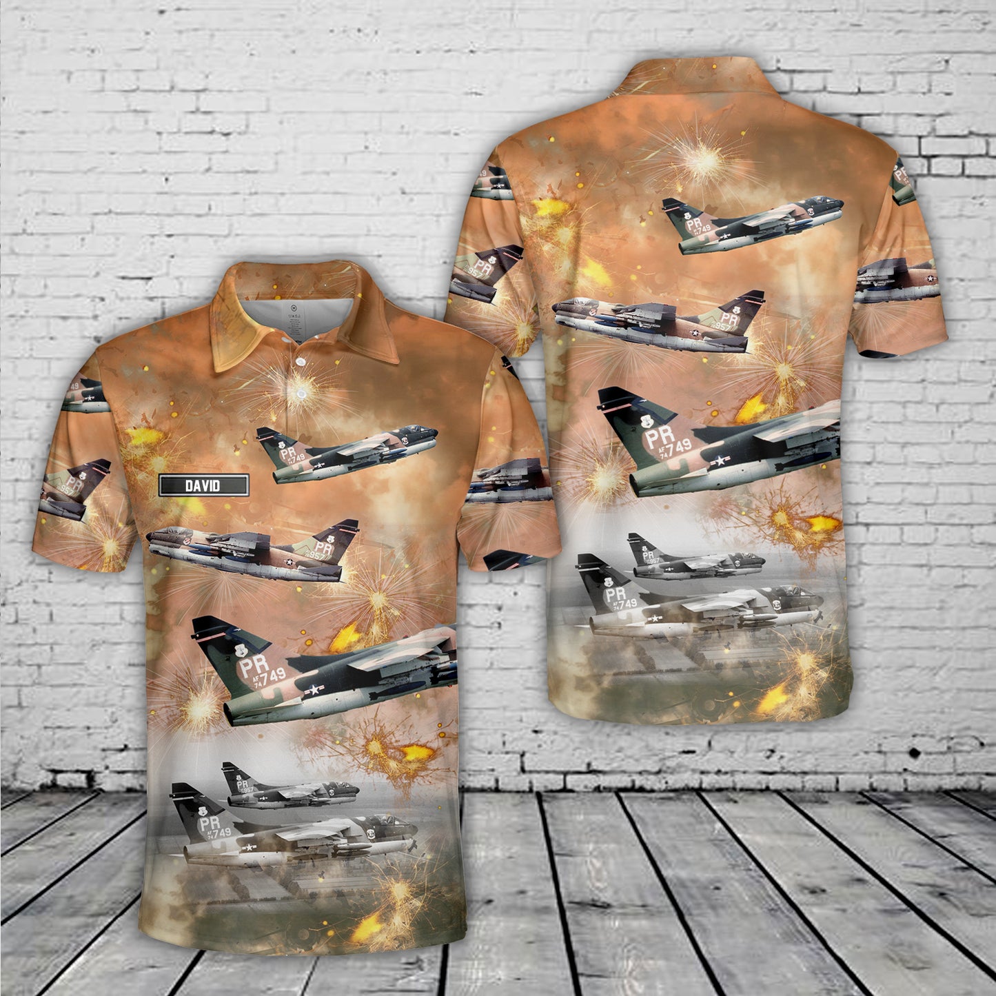 Custom Name Puerto Rico Air National Guard A-7D Corsair II 198th Airlift Squadron AOP Polo Shirt