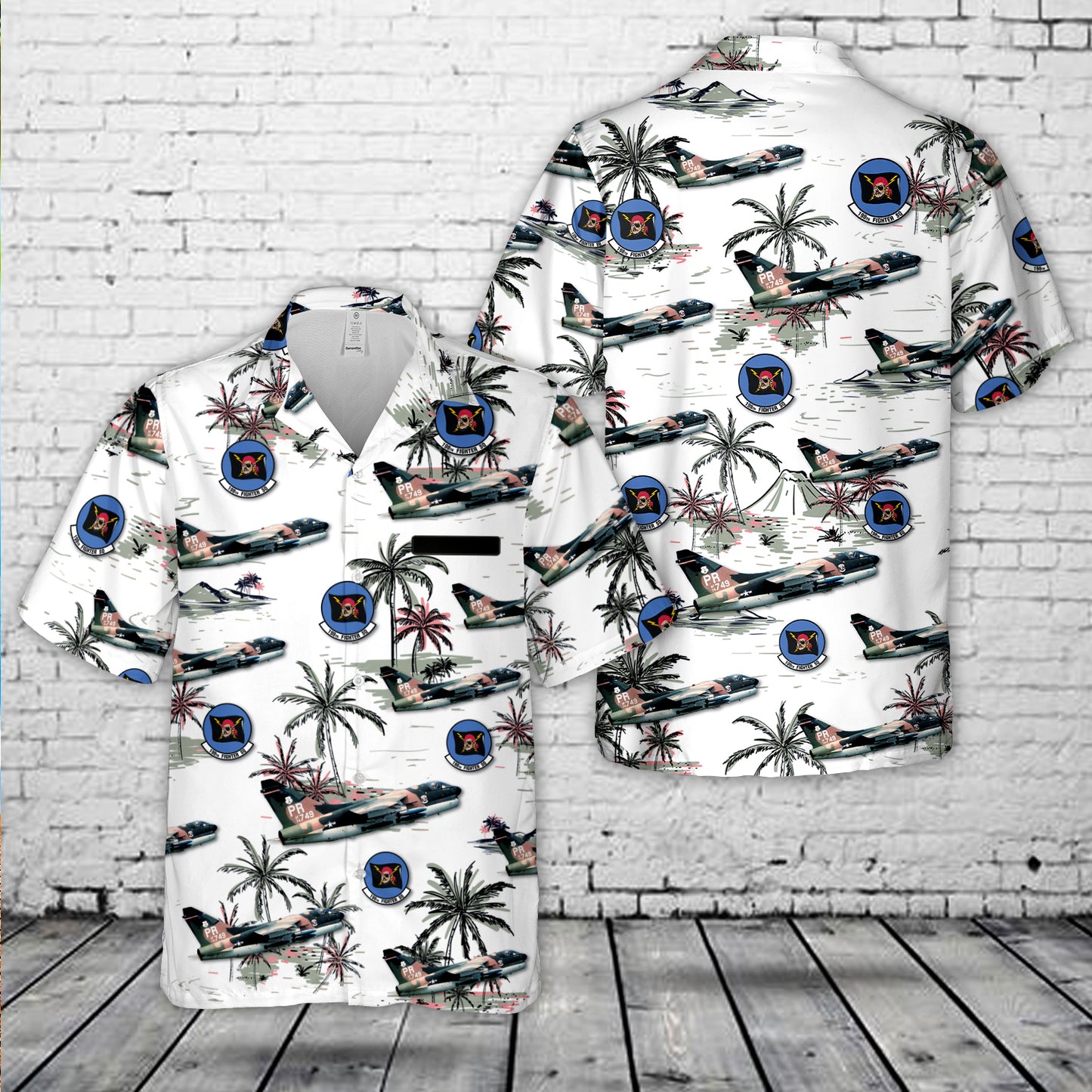 Custom Name Puerto Rico Air National Guard A-7D Corsair II 198th Airlift Squadron Hawaiian Shirt