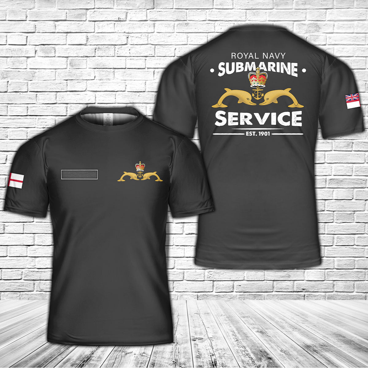 Custom Name Royal Navy Submarine Service 3D T-shirt
