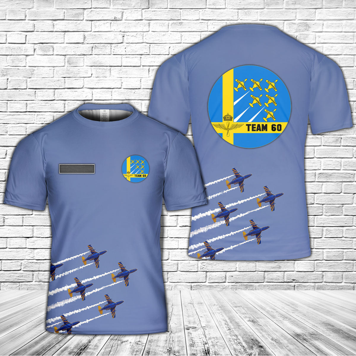 Custom Name Swedish Air Force Team 60 aerobatic demonstration team 3D T-shirt