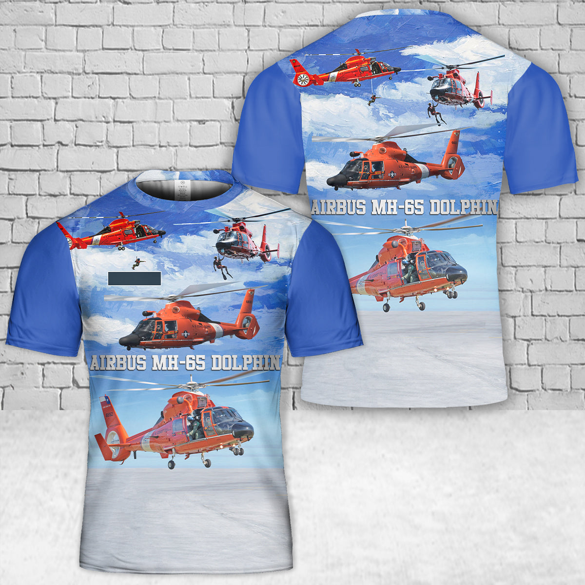 Custom Name USCG Airbus MH-65 Dolphin T-Shirt 3D