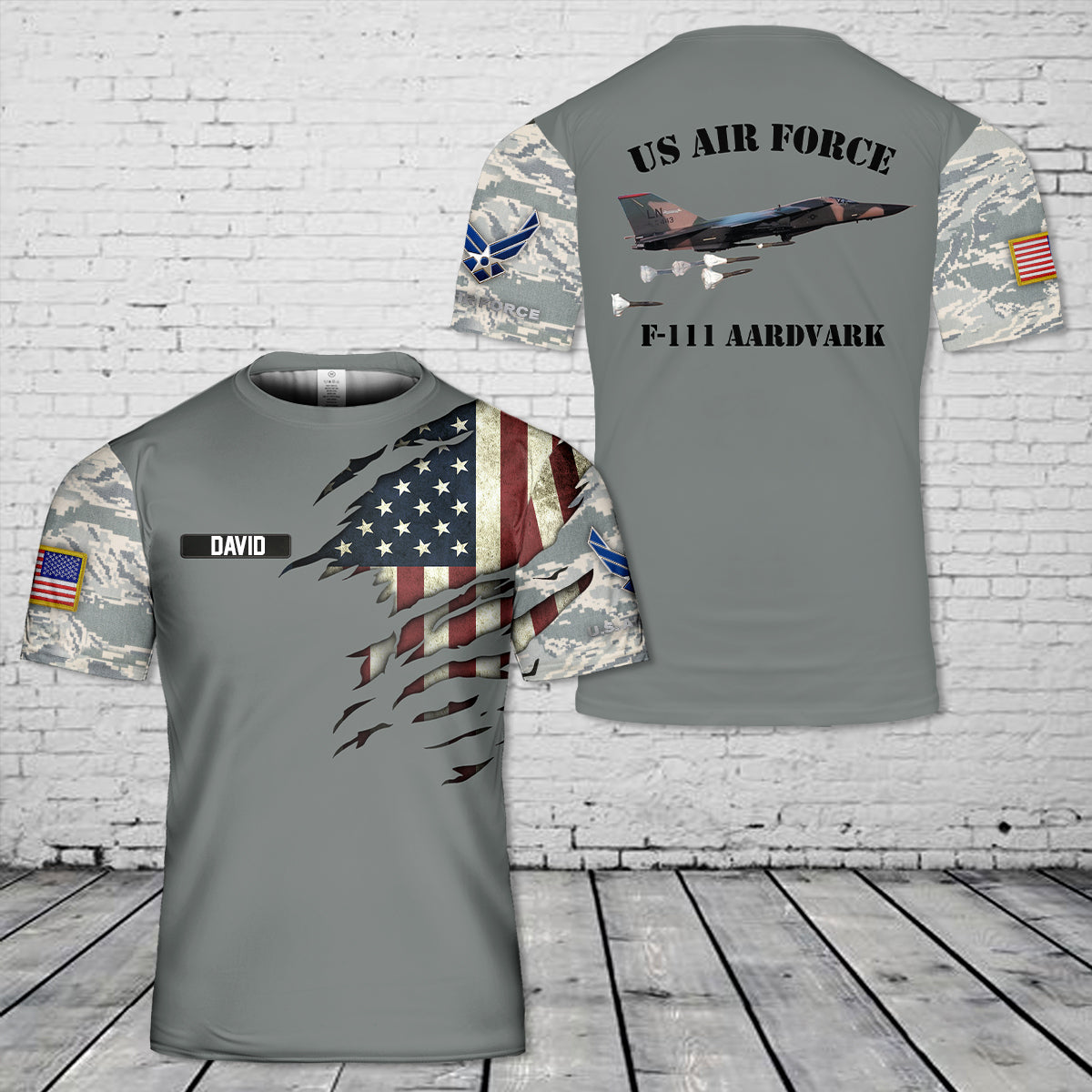Custom Name US Air Force F-111 Aardvark 3D T-Shirt