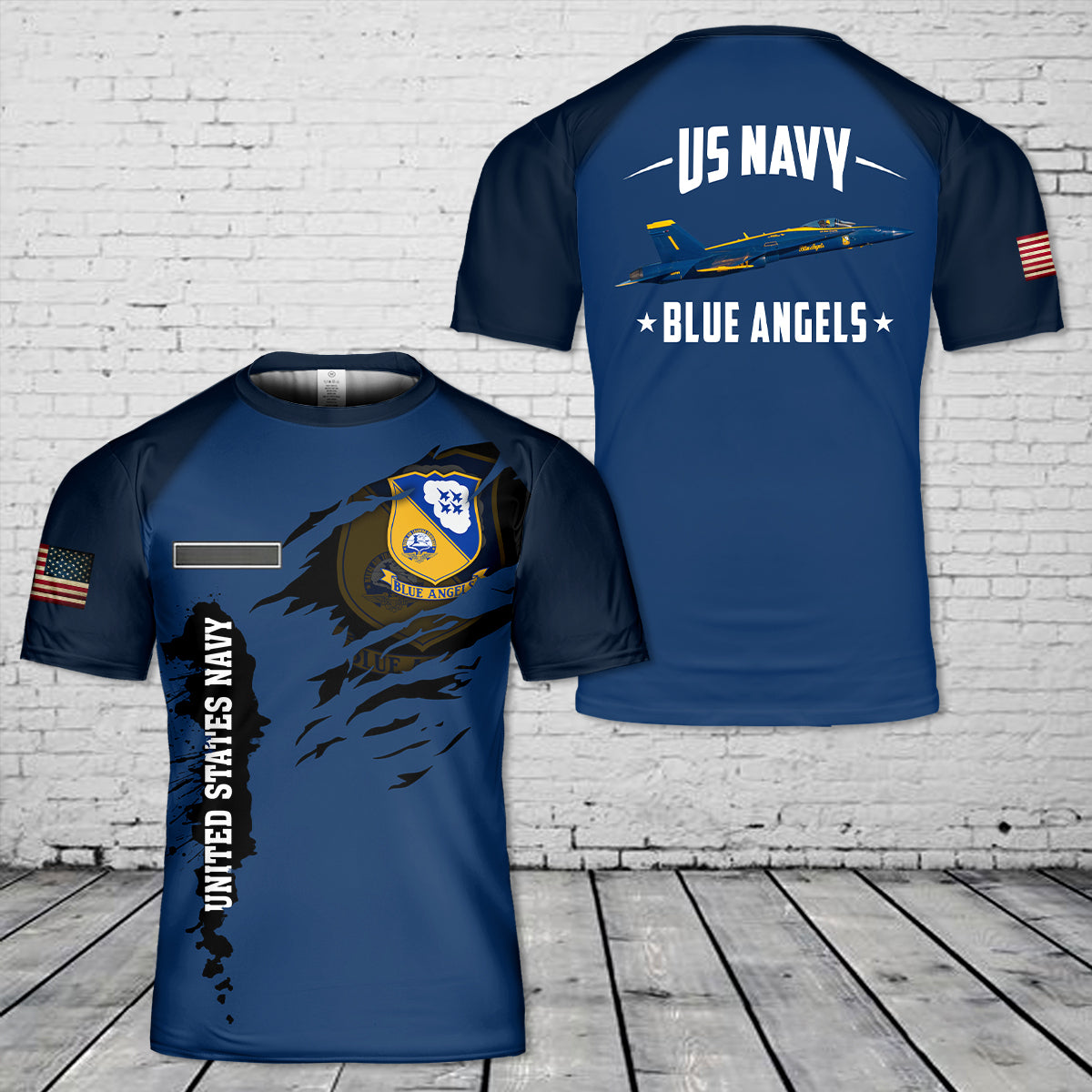 Custom Name US Navy Blue Angels T-Shirt 3D