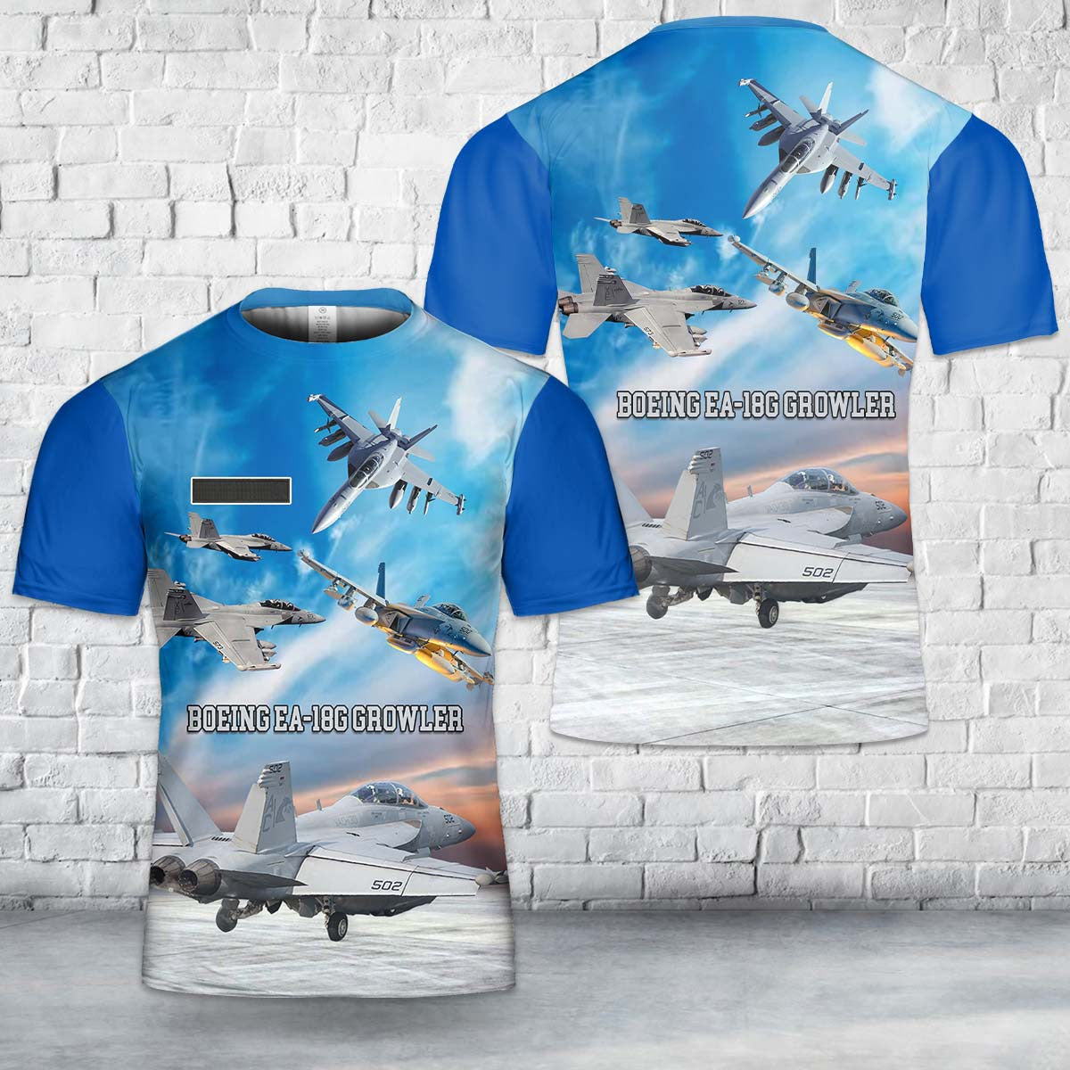 Custom Name US Navy Boeing EA-18G Growler T-Shirt 3D