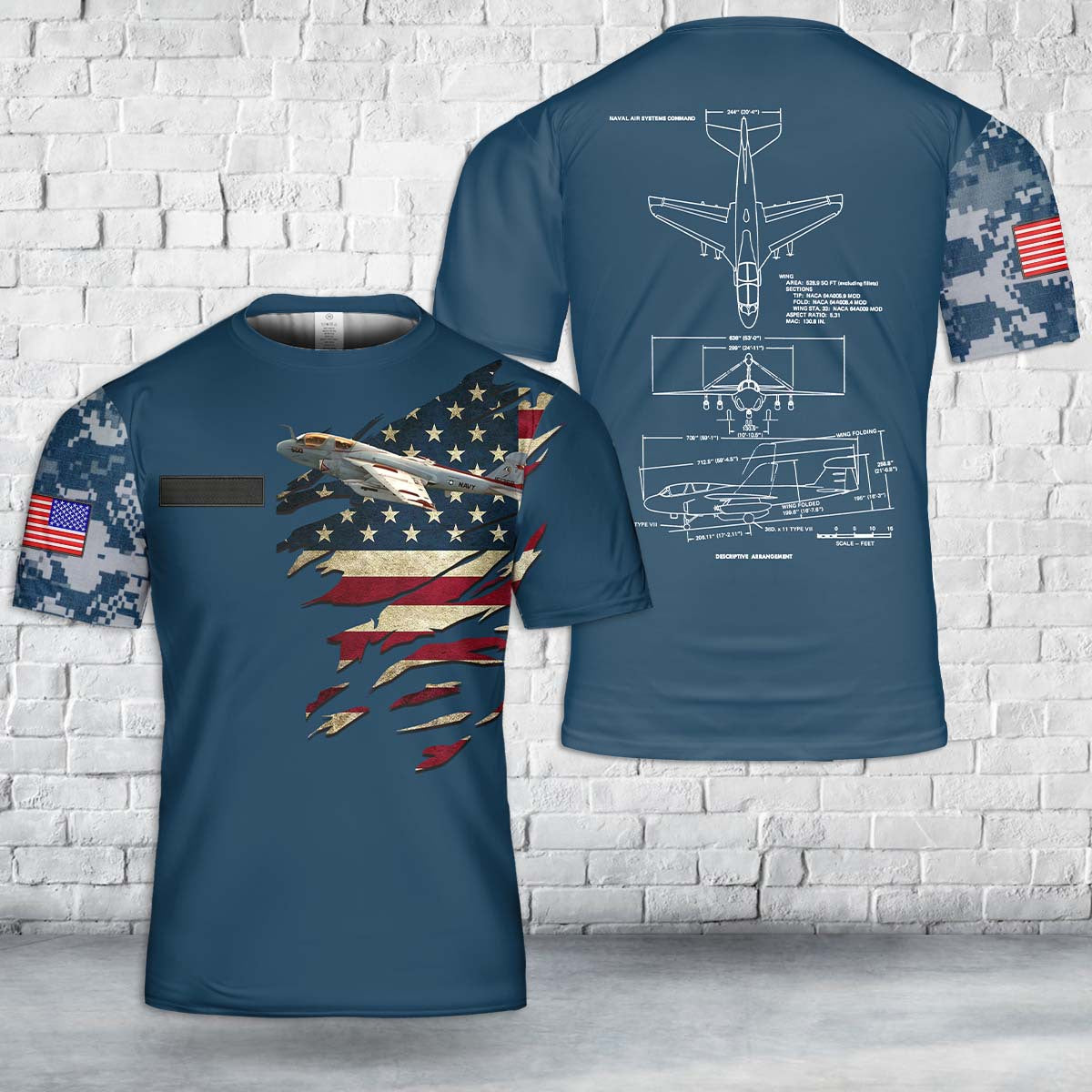 Custom Name US Navy Northrop Grumman EA-6B Prowler T-Shirt 3D