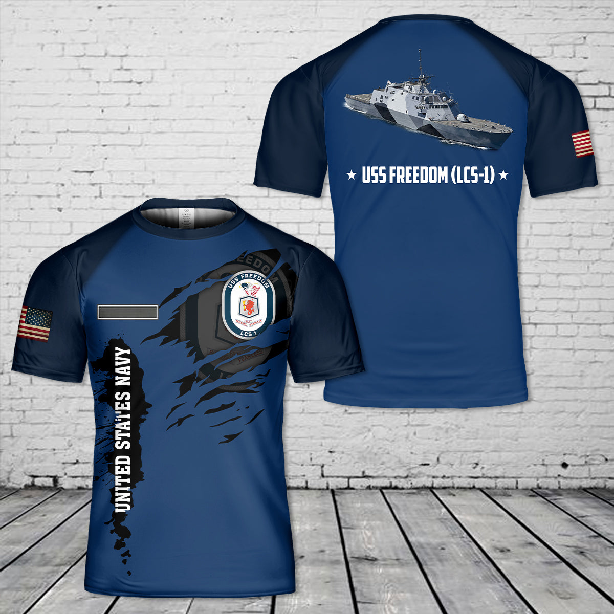 Custom Name US Navy USS (LCS-1) T-Shirt 3D