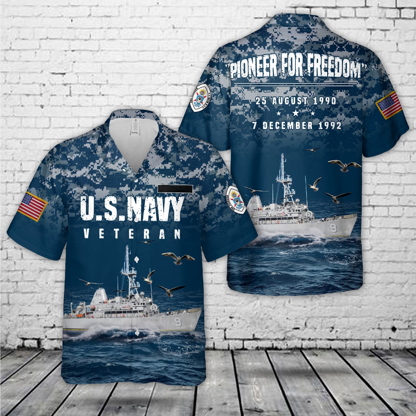 Custom Name US Navy USS Pioneer MCM-9 Hawaiian Shirt