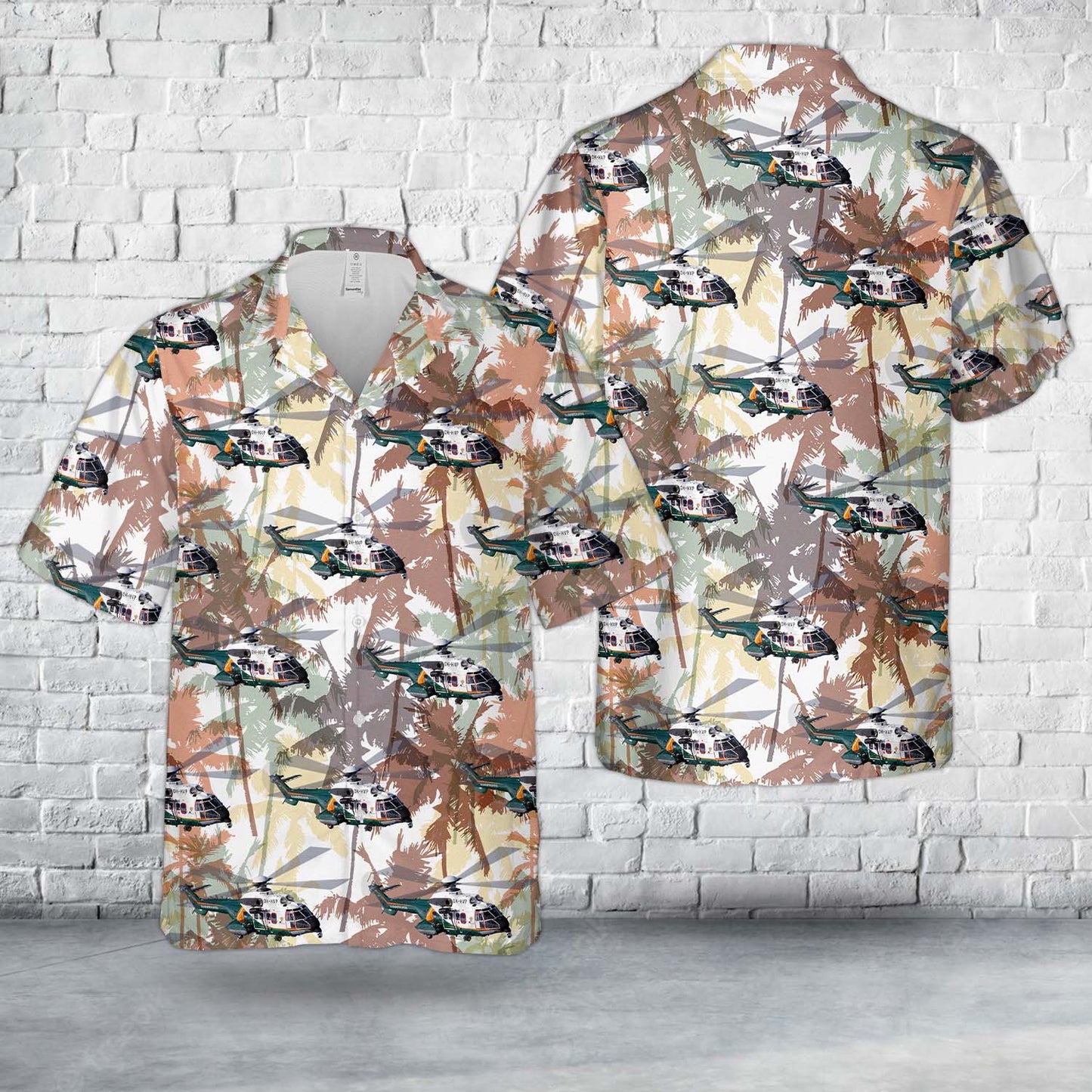 Finnish Border Guard Aerospatiale AS 332 Super Puma OH-HVP Hawaiian Shirt