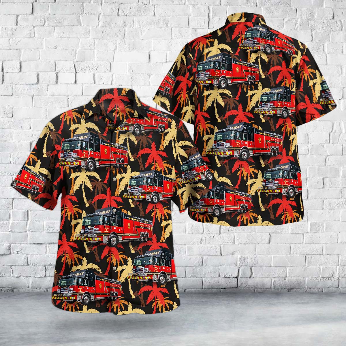 Fort Lauderdale, Florida, Broward Sheriff's Office Fire Rescue Hazmat Hawaiian Shirt