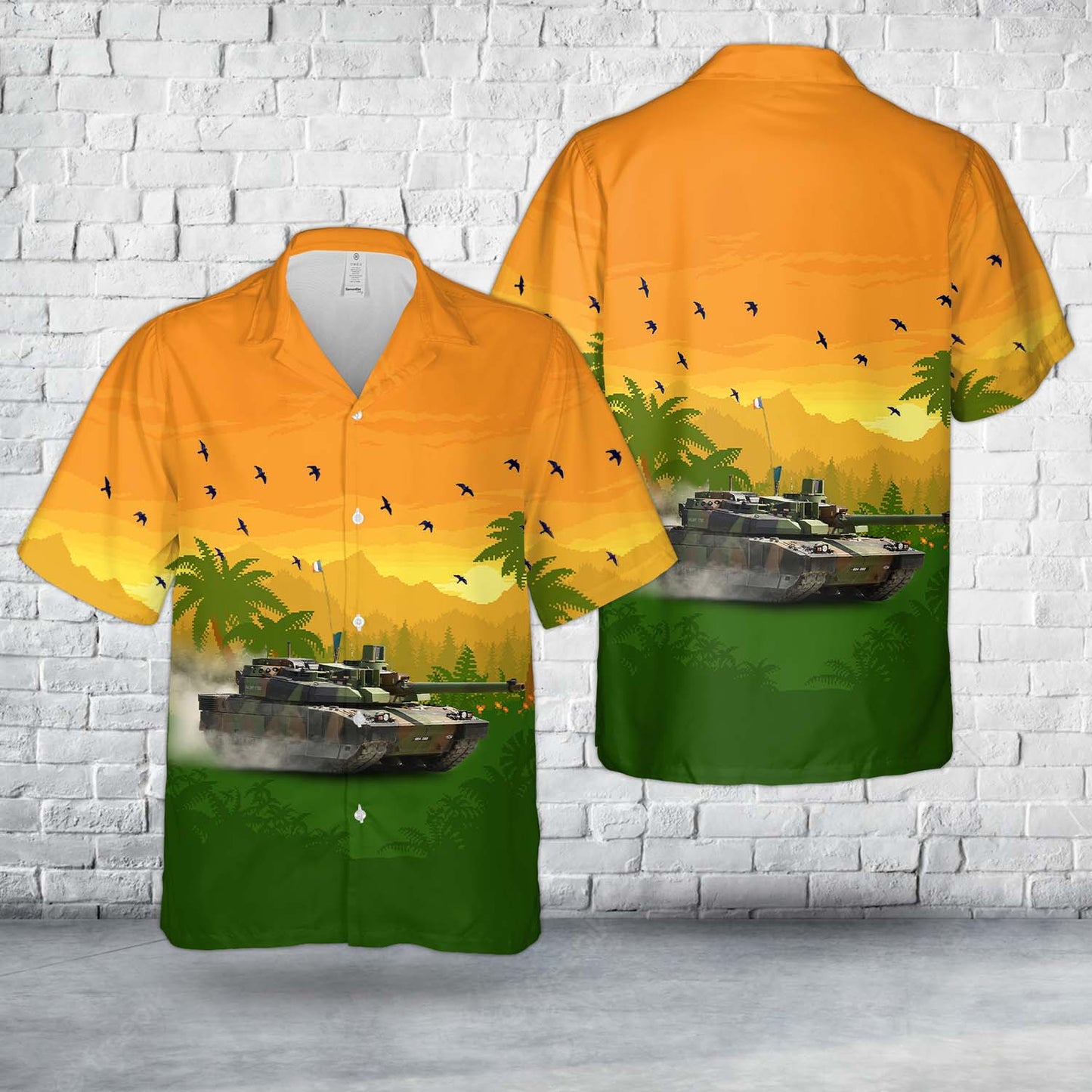 French Army 1er Regiment de Chasseurs (1st Hunter Regiment) Leclerc tank Hawaiian Shirt