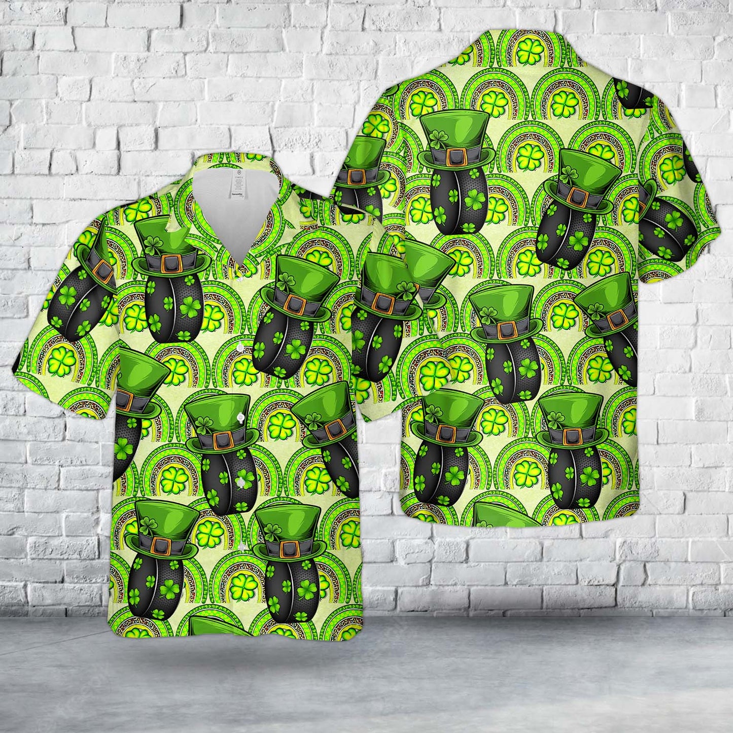 Hockey Ball Shamrock St Patricks Day Hawaiian Shirt