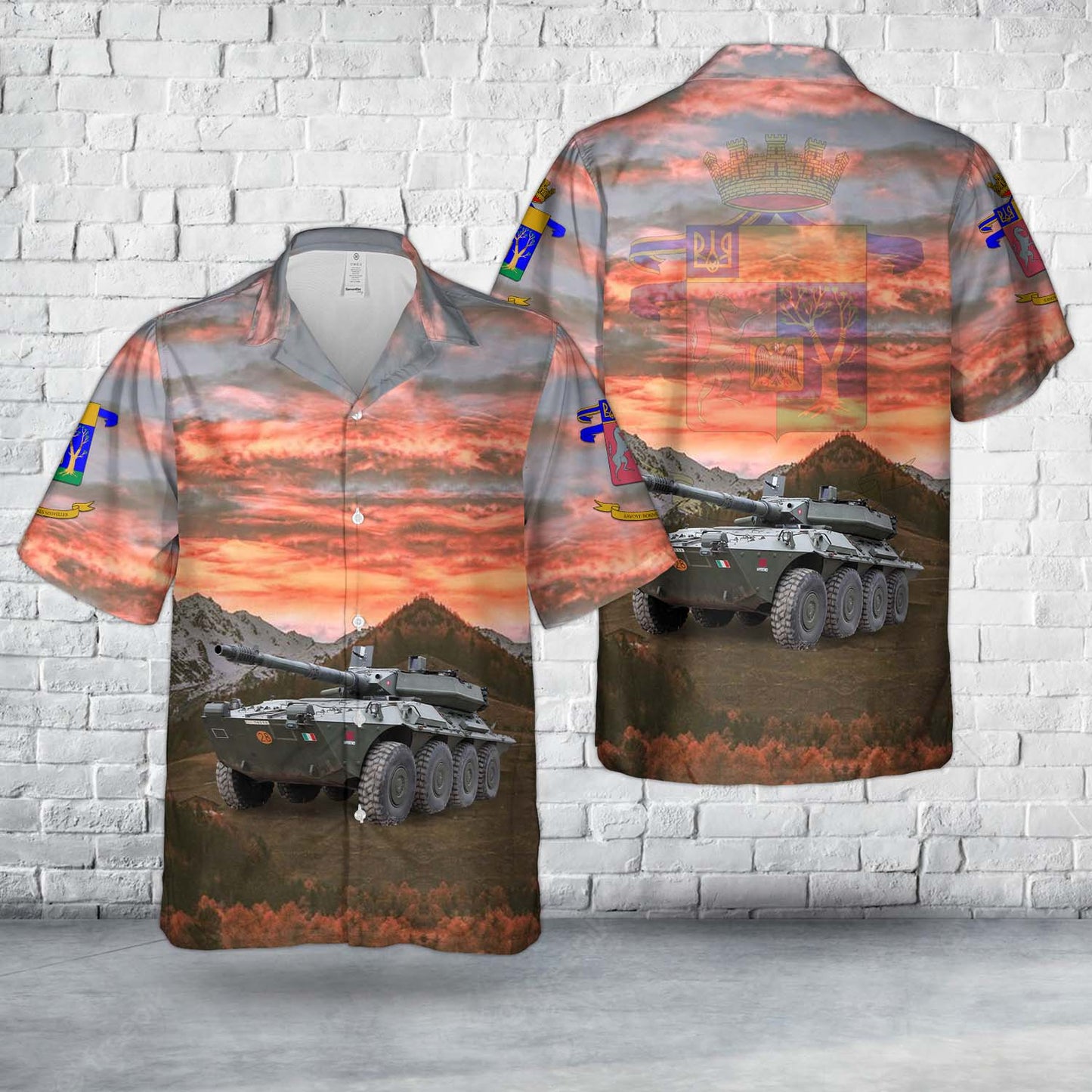 Italian Army 2nd Bridge Engineer Regiment engineers ferrying a Centauro tank destroyer of the Regiment "Savoia Cavalleria" (3rd) Hawaiian Shirt