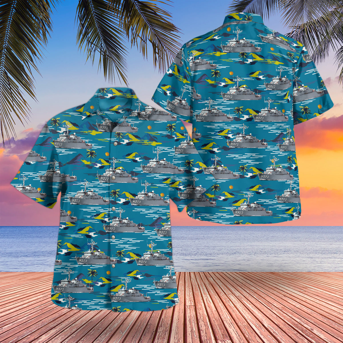 Belgian Navy Narcis (M923) Tripartite-class minehunter Hawaiian Shirt