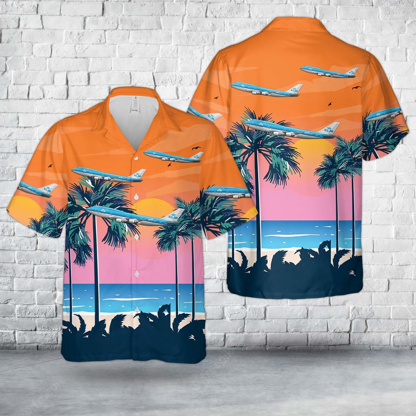 KLM Royal Dutch Airlines "City of Atlanta" Boeing 747-406 PH-BFA Hawaiian Shirt