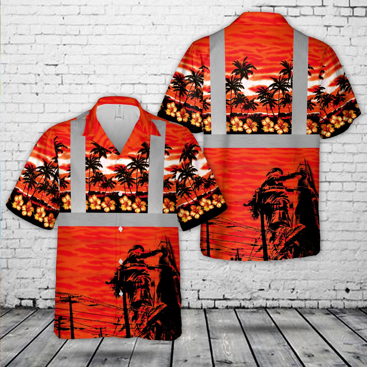 Lineman Tropical Sunset Hawaiian Shirt