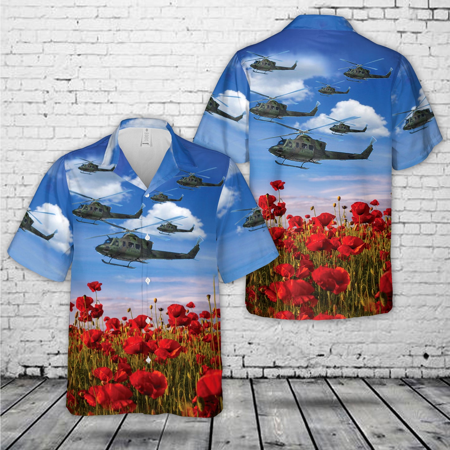 Royal Canadian Air Force Bell CH-146 Griffon ANZAC Day Red Poppy Hawaiian Shirt