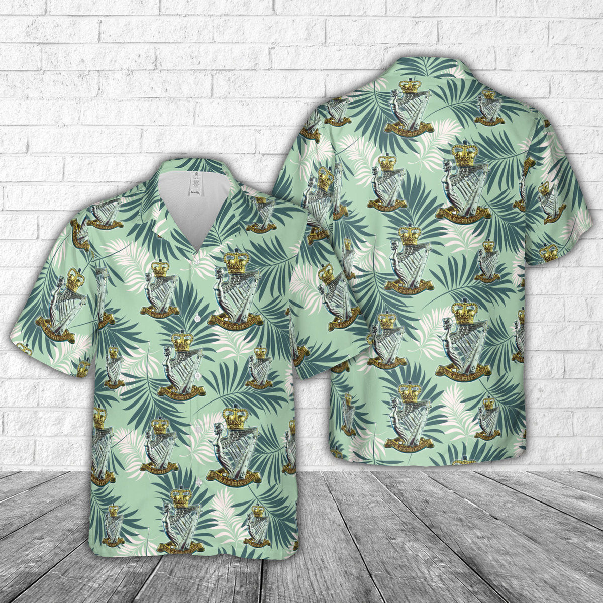 Royal Irish Rangers Queens Crown Cap Badge Hawaiian Shirt