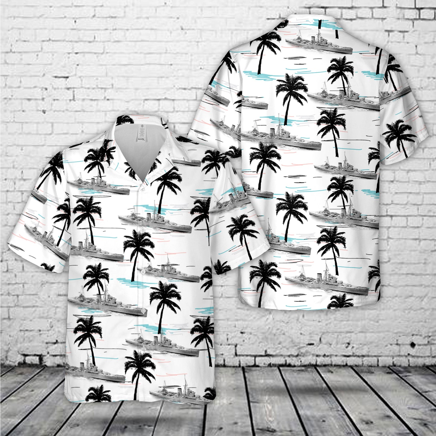 Royal Navy HMS Ajax (22) Leander-class light cruiser In WWII Hawaiian Shirt