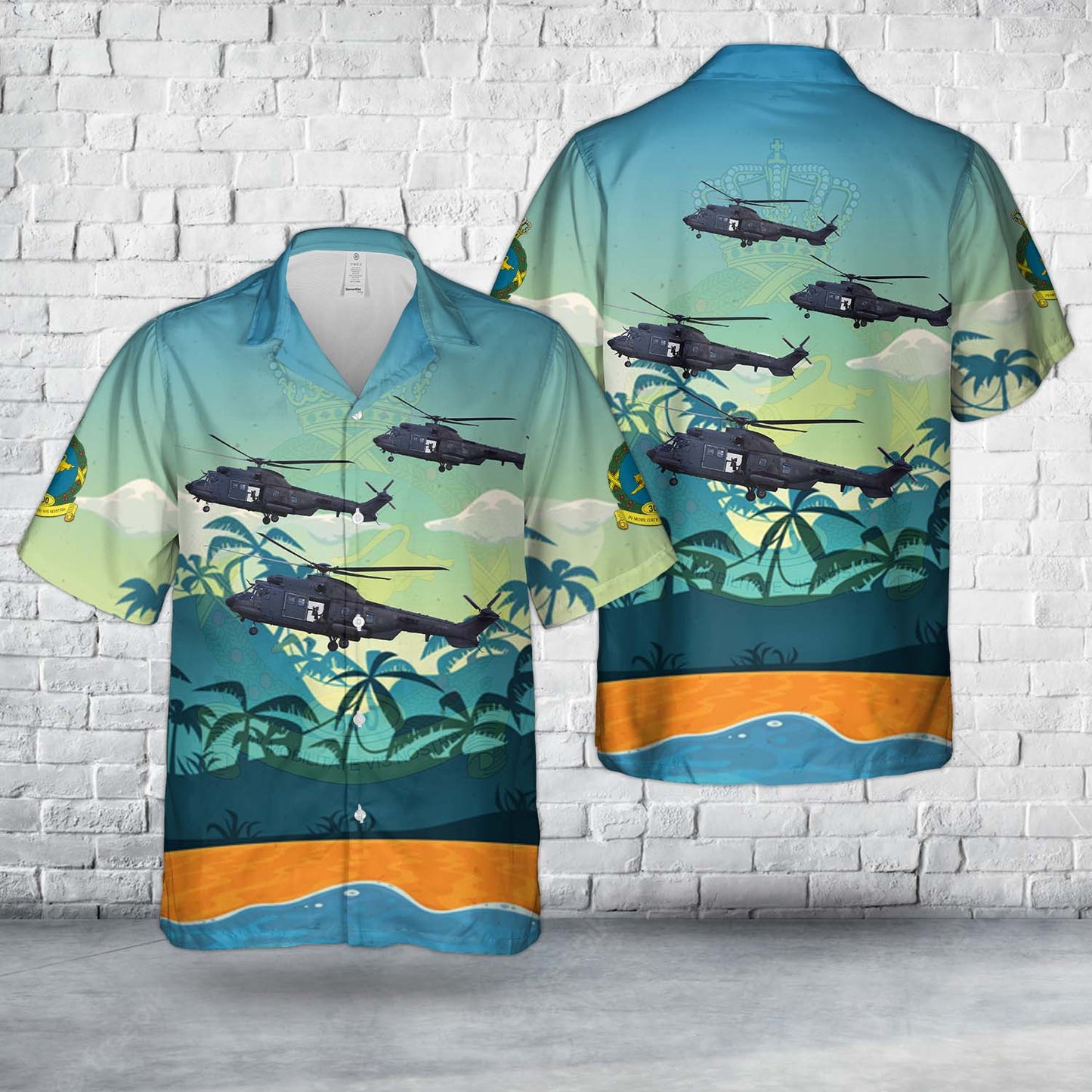 Royal Netherlands Air Force 300 Squadron S-445, AS532U2 Cougar Hawaiian Shirt