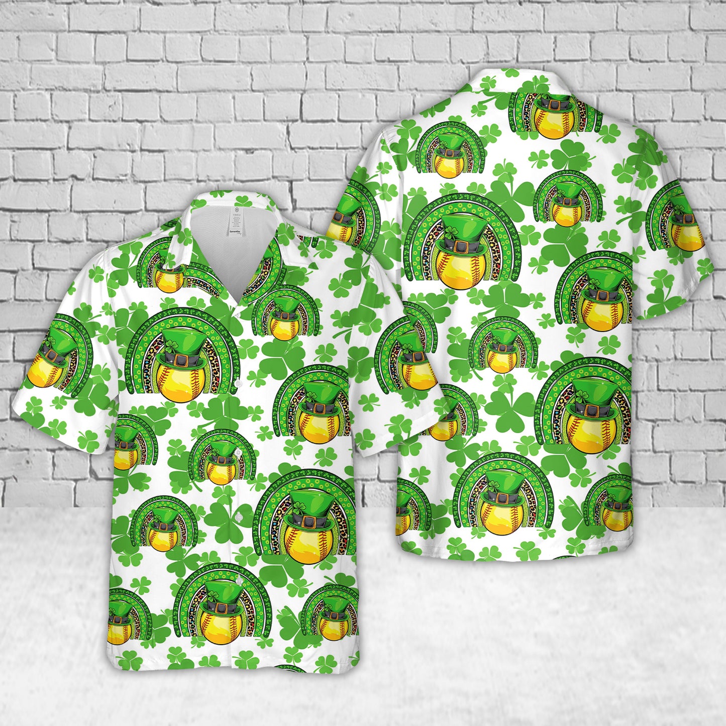 Softball Shamrock St Patrick's Day Hawaiian Shirt