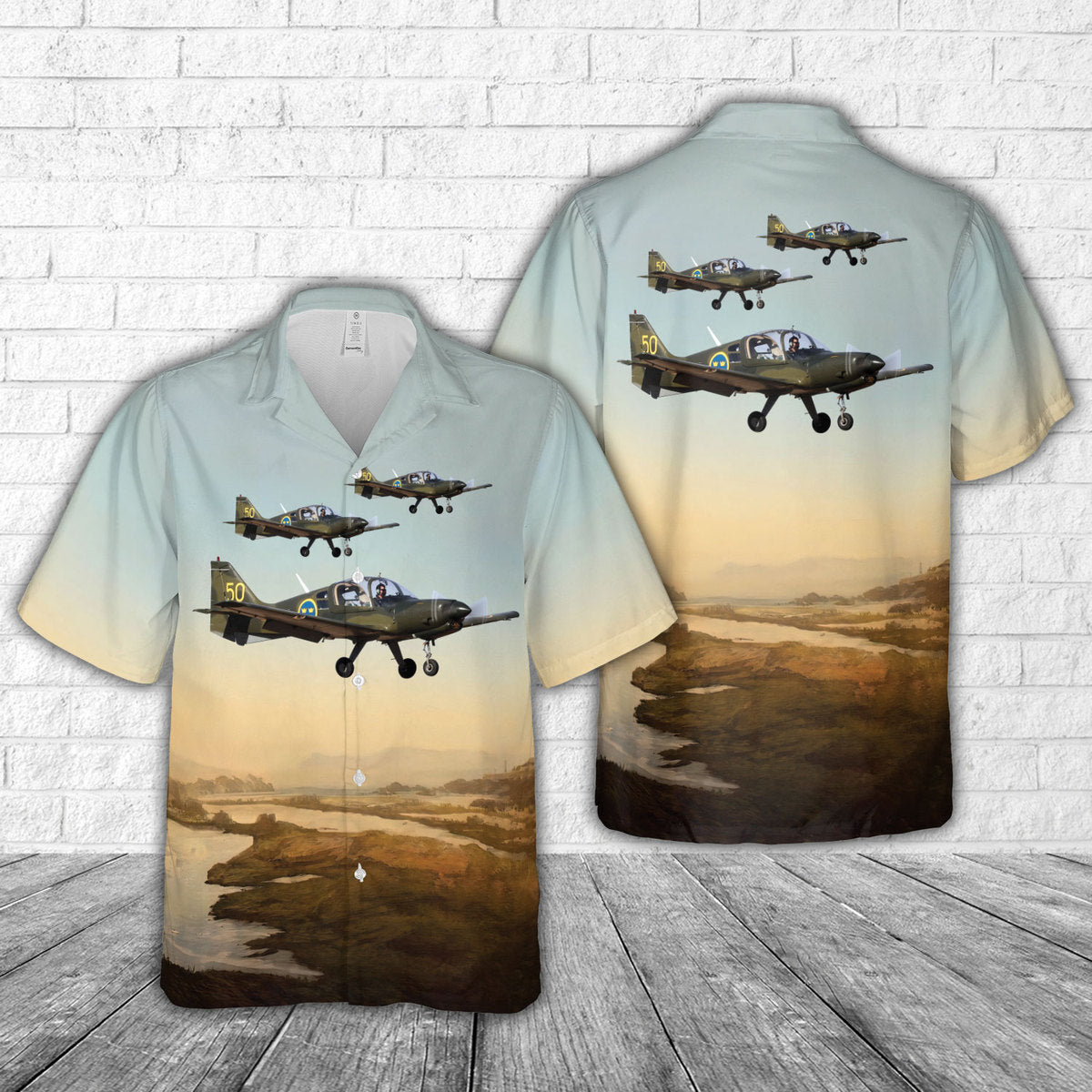 Swedish Air Force and Army Scottish Aviation Bulldog Hawaiian Shirt