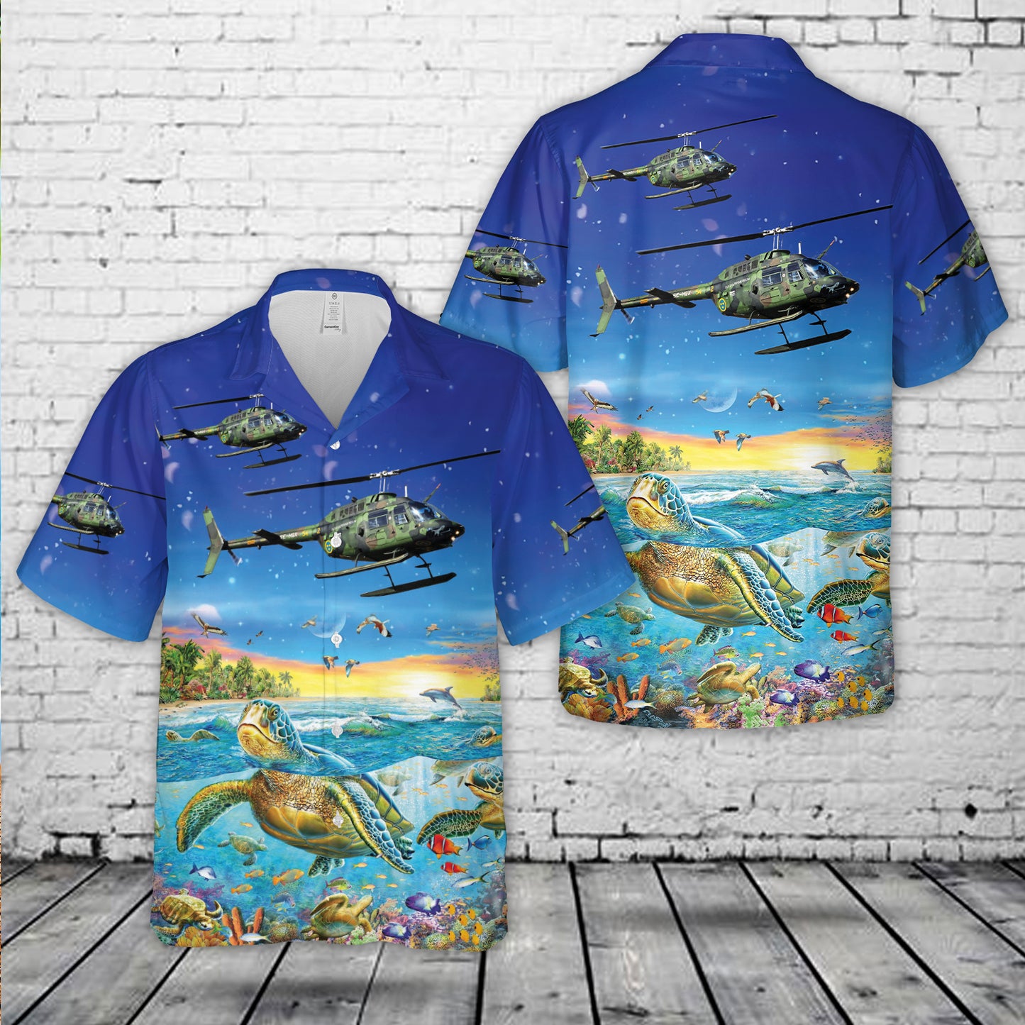Swedish Air Force Agusta Bell Hkp 6B (206B) JetRanger II SE-HGX (06254) Hawaiian Shirt