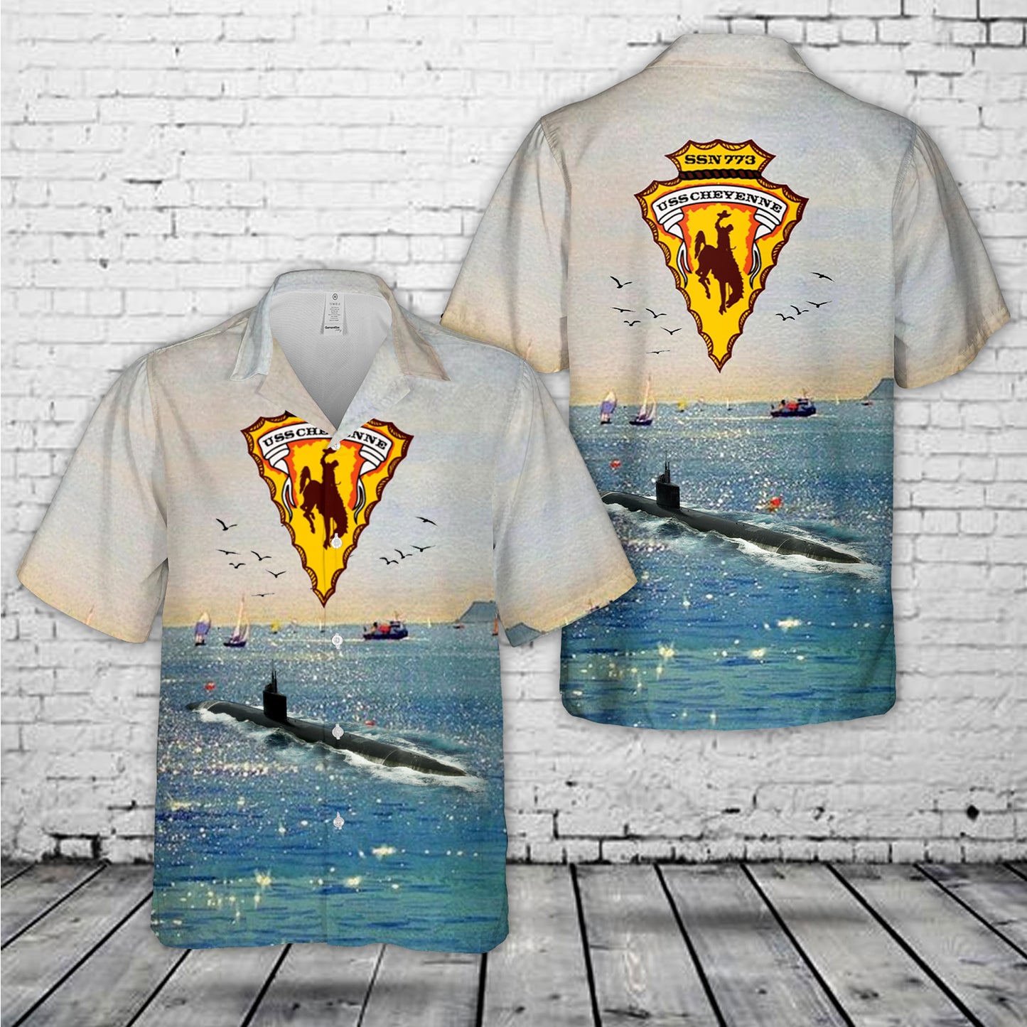 US Navy USS Cheyenne (SSN-773) Attack Submarine Hawaiian Shirt