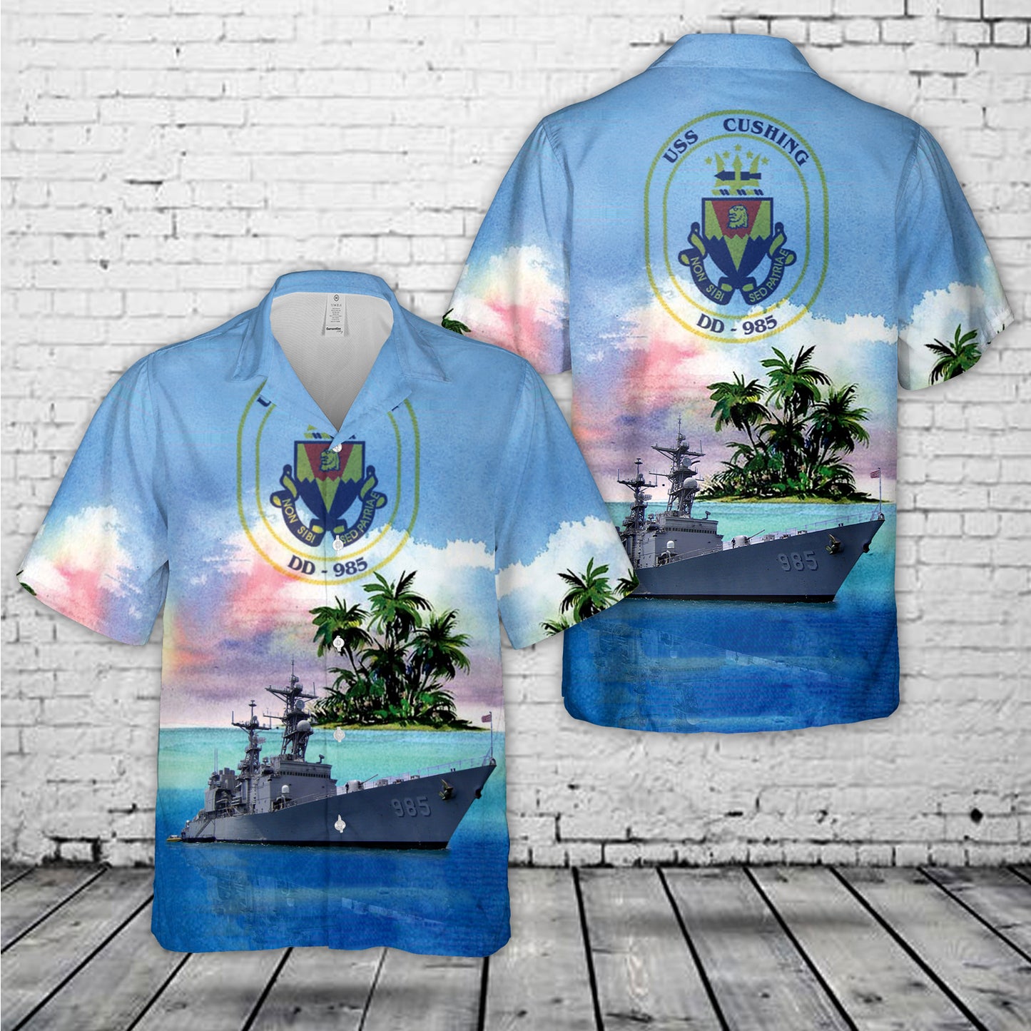 USS Cushing DD-985 US Navy Destroyer Hawaiian Shirt