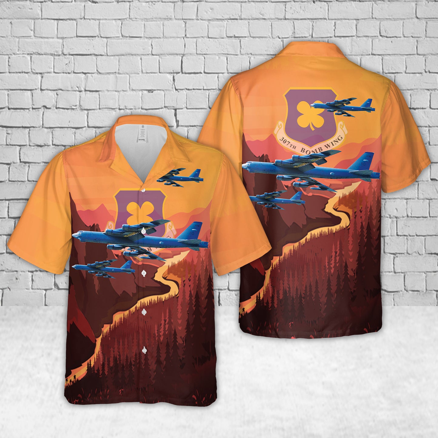 US Air Force 307th Bomb Wing Boeing B-52H Stratofortress 61-0017 Hawaiian Shirt