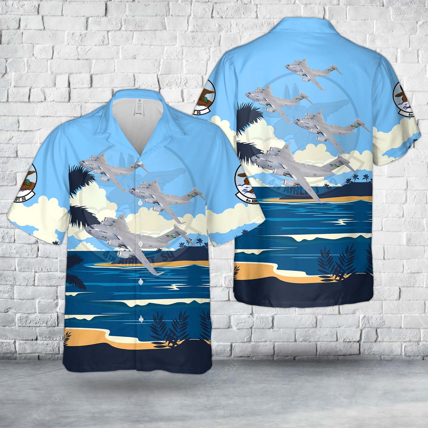 US Air Force 4th Airlift Squadron Boeing C-17 Globemaster III Hawaiian Shirt