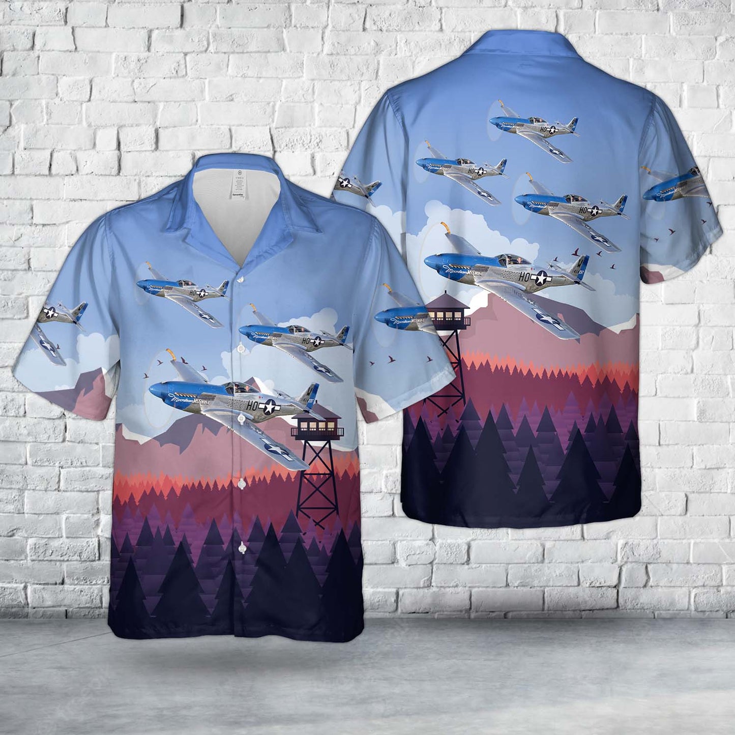 US Air Force North American P-51D Mustang "Moonbeam McSwine" Hawaiian Shirt
