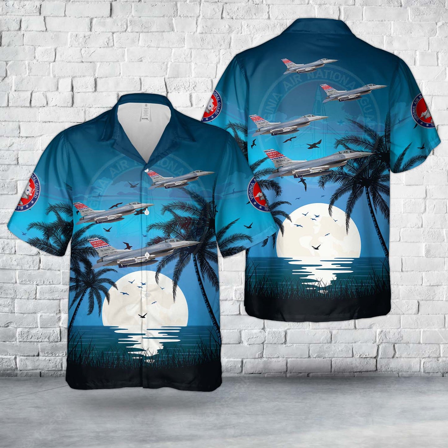 US Air Force Virginia Air National Guard 192nd Wing (192 WG) F-16C Fighting Falcon Hawaiian Shirt