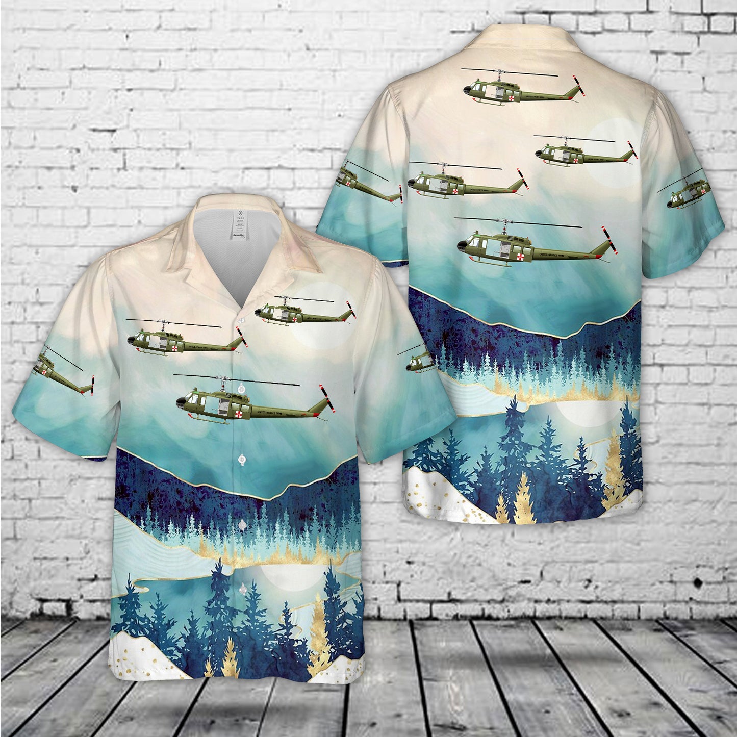 US Army 236th Medical Detachment UH-1H MedEvac Air Ambulance Hawaiian Shirt