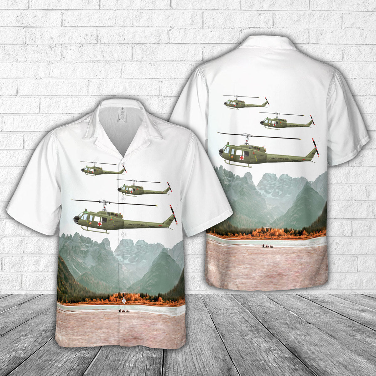 US Army 498th Medical Company UH-1D, 1967 MedEvac Air Ambulance Hawaiian Shirt