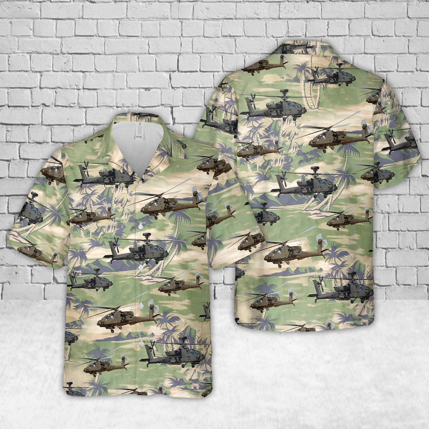 US Army Apache AH-64 Helicopter Hawaiian Shirt