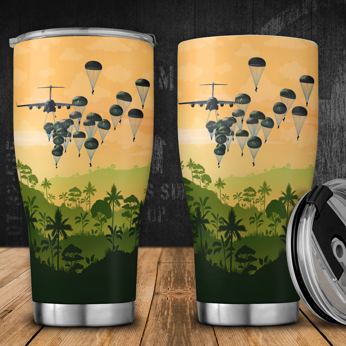 US Army Paratroopers With The 82nd Airborne Division Parachute Stainless Tumbler