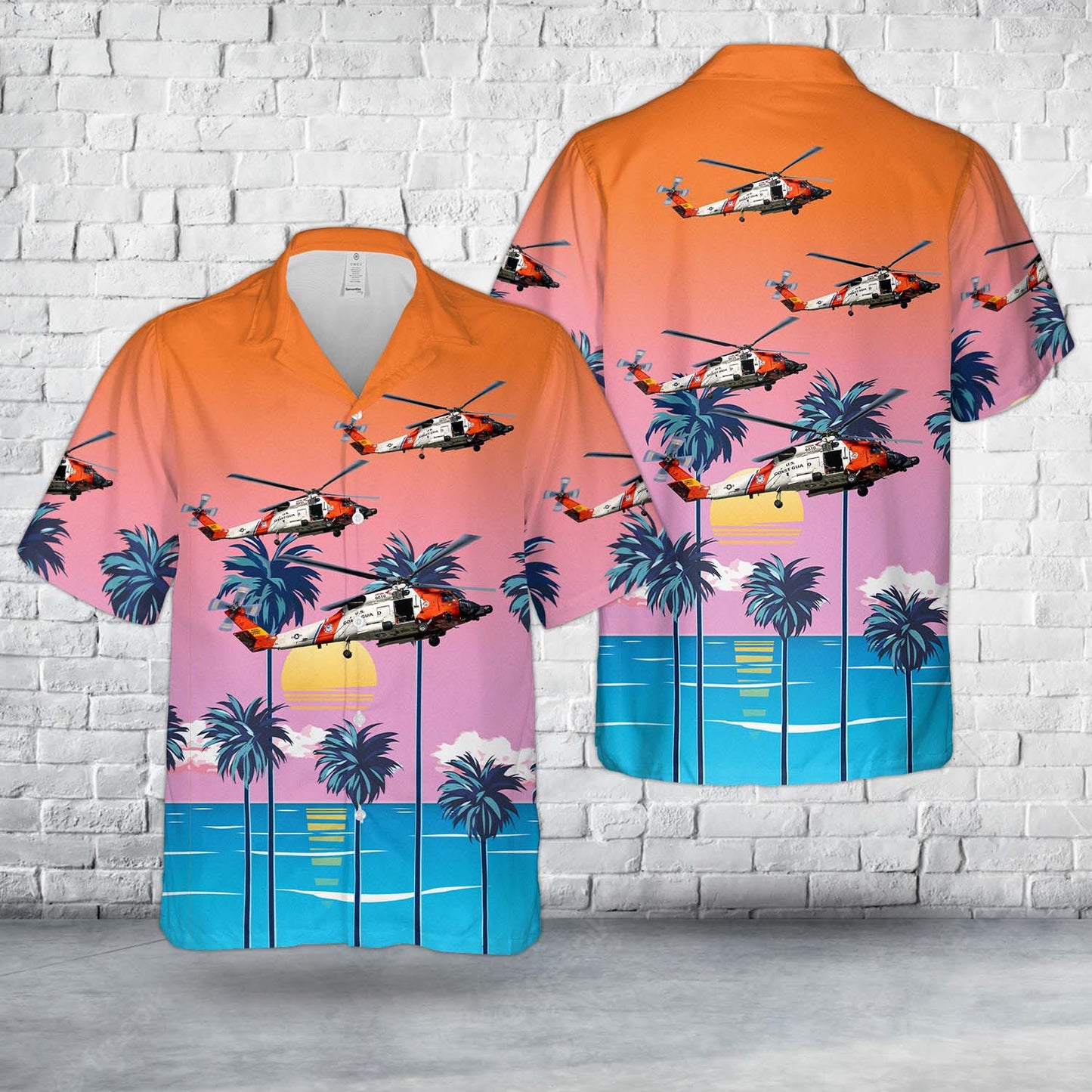 US Coast Guard Sikorsky HH-60J Jayhawk (S-70B-5) Hawaiian Shirt