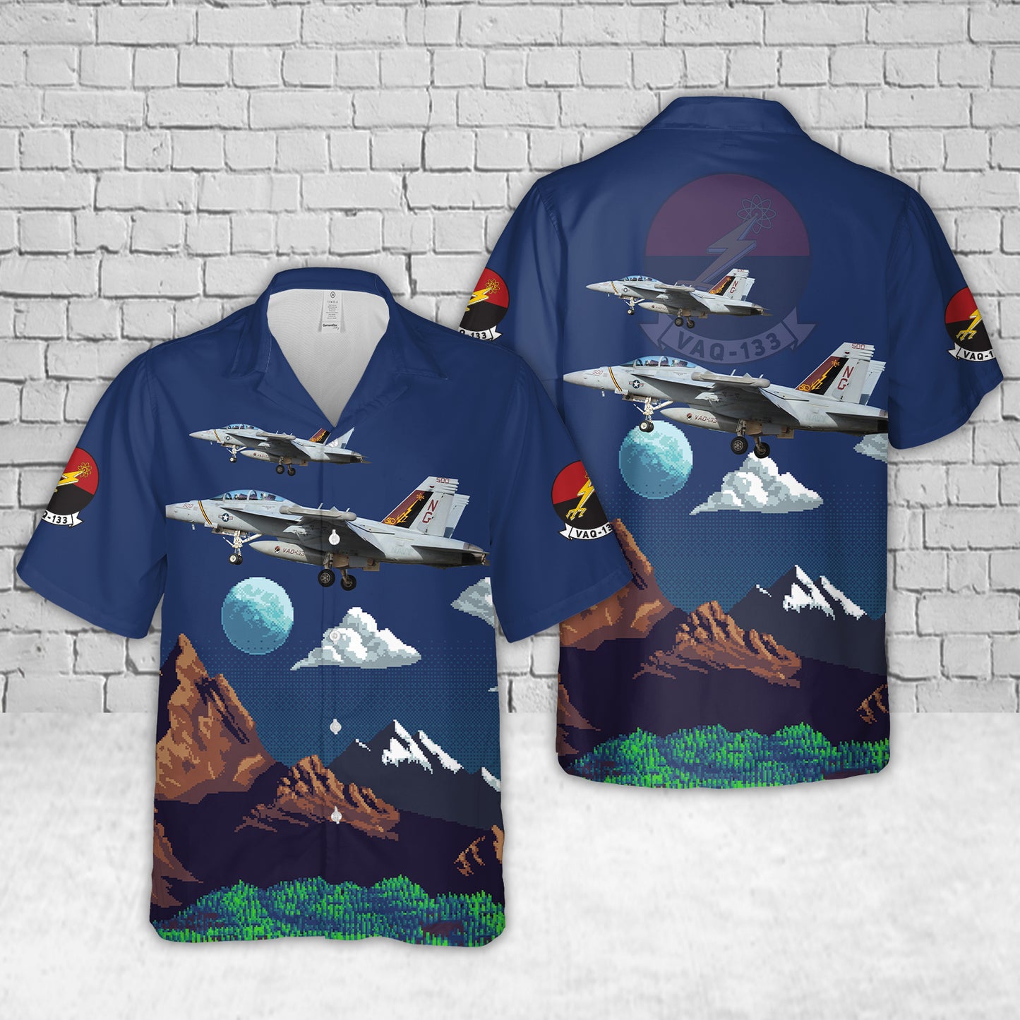 US Navy Boeing EA-18G Growler Of Electronic Attack Squadron 133 (VAQ-133) Wizards Hawaiian Shirt