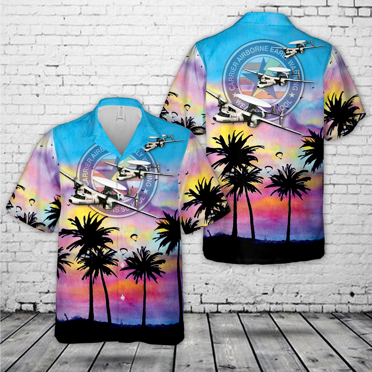 US Navy Carrier Airborne Early Warning Weapons School CAEWWS (TOPDOME) E-2C Hawkeye Hawaiian Shirt