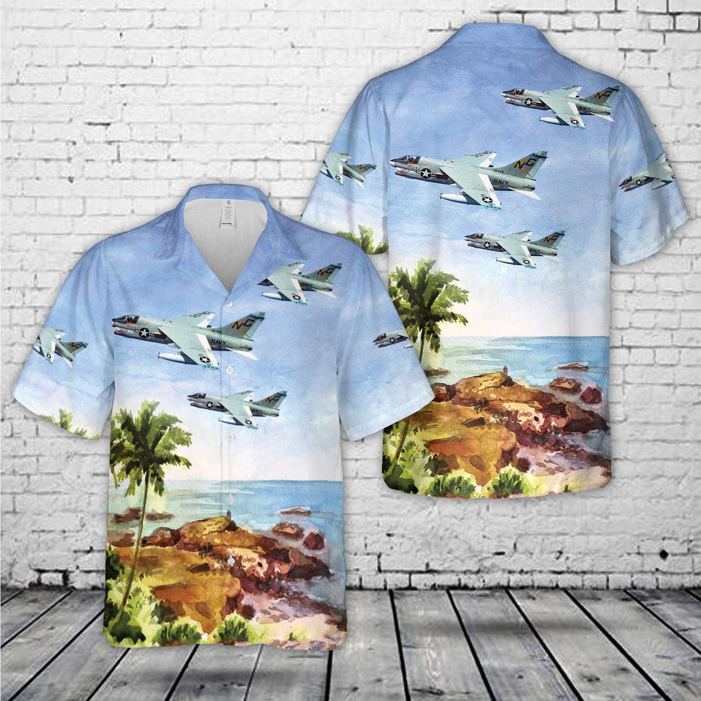 US Navy Corsair II (BuNo 156863) of Attack Squadron 146 (VA-146) "Blue Diamonds" Hawaiian Shirt