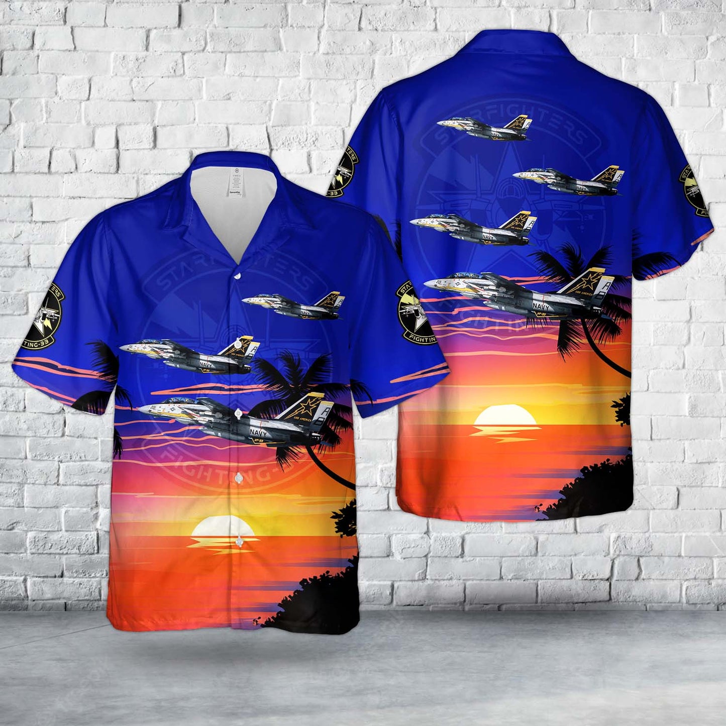 US Navy Grumman F-14A-75-GR Tomcat (BuNo 159428) from Fighter Squadron 33 (VF-33) "Starfighters" Hawaiian Shirt