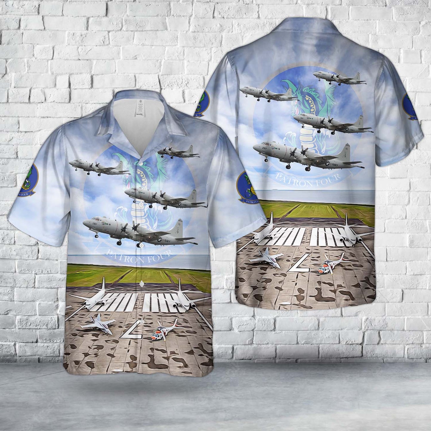 US Navy Lockheed P-3C Orion (BuNo 160287) from Patrol Squadron 4 (VP-4) The Skinny Dragons Hawaiian Shirt